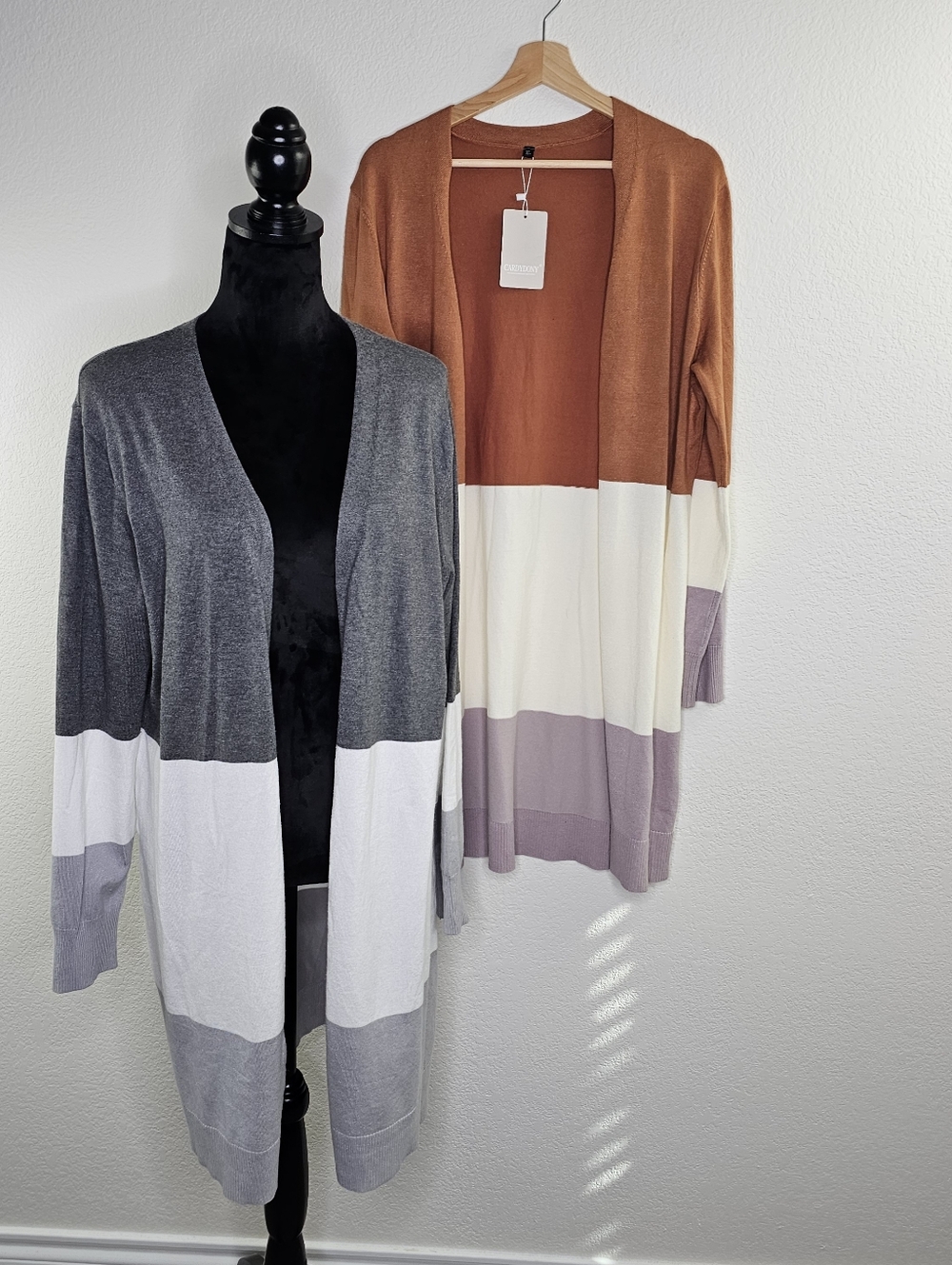Cardydony Colorblock Midi Open Cardigans XL/1X